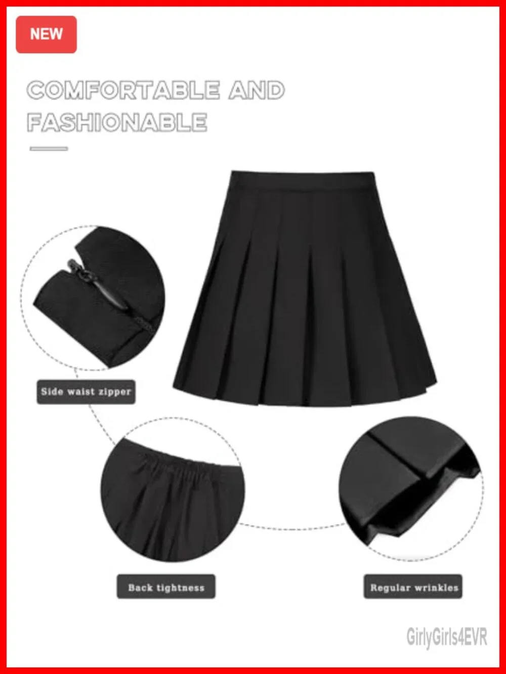 Women's High Waisted Pleated Tennis Skort with Built-in Shorts, A-Line